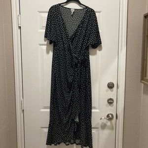 ASOS Polka Dot Faux Wrap Maxi Dress